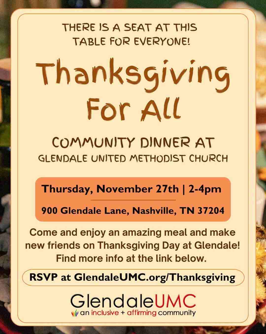 thanksgiving for all 2025 at glendale united methodist church nashville tn umc
