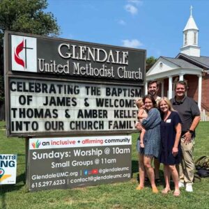 Baptism of James Kelley and Thomas and Amber Kelley Join Glendale United Methodist Church Nashville TN UMC