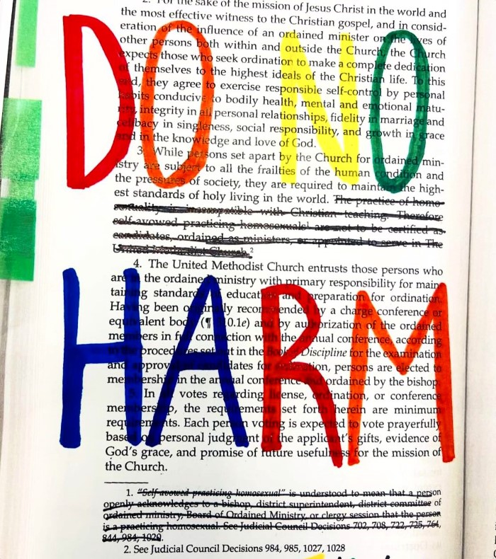 do no harm - harmful language removed out of the book of united methodist discipline at general conference