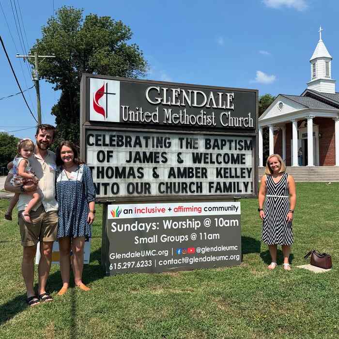 Baptism of James Kelley and Thomas and Amber Kelley Join Glendale United Methodist Church Nashville TN UMC